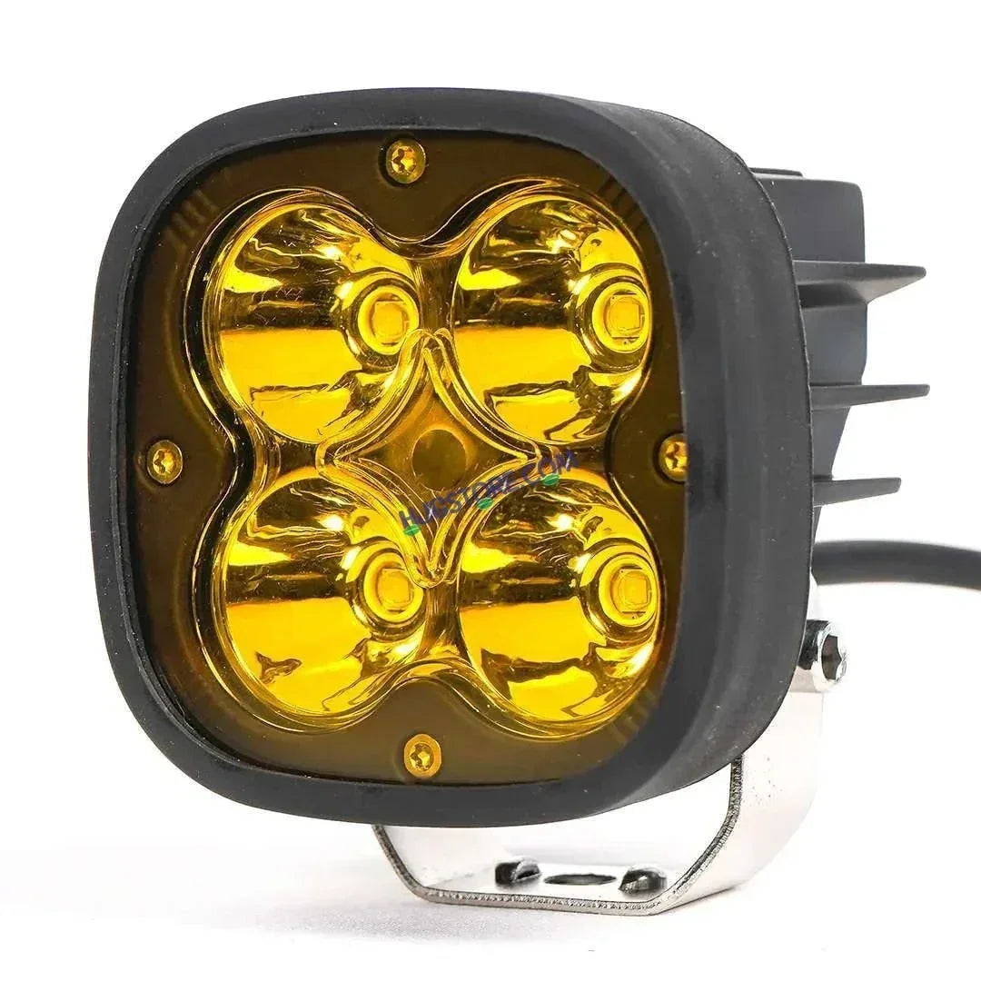 HJG 60W 4 LED CREE 60W Fog Light Auxiliary Light For All Motorcycles White With Yellow Filter Cap (Pack of 1) - Biker.Store - www.biker.store