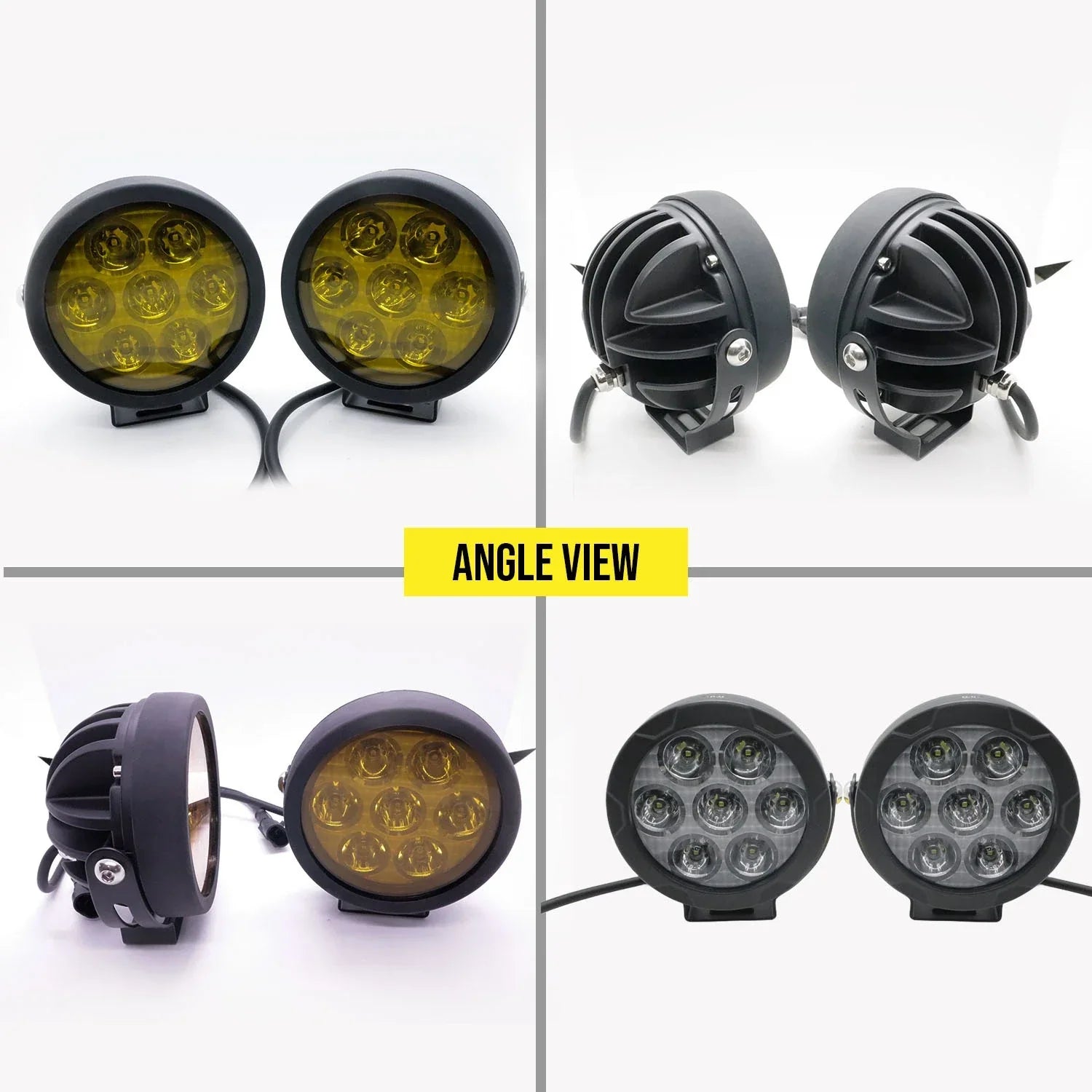 HJG Original 70W CREE 140W Dual Color Yellow/White LED Fog Lights with Wiring Harness Kit light brightness output controller switch Yellow Filter Cap Waterproof Light for Bikes, Cars, Jeeps Yellow Filter Cap - Biker.Store - www.biker.store