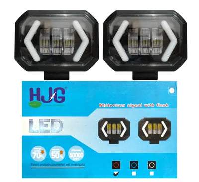 HJG Arrow DRL Square Original Foglight 120W 4 Lens Dual Color White/Yellow LED Foglights (Set of 2) - Biker.Store - www.biker.store