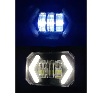 HJG Arrow DRL Square Original Foglight 120W 4 Lens Dual Color White/Yellow LED Foglights (Set of 2) - Biker.Store - www.biker.store
