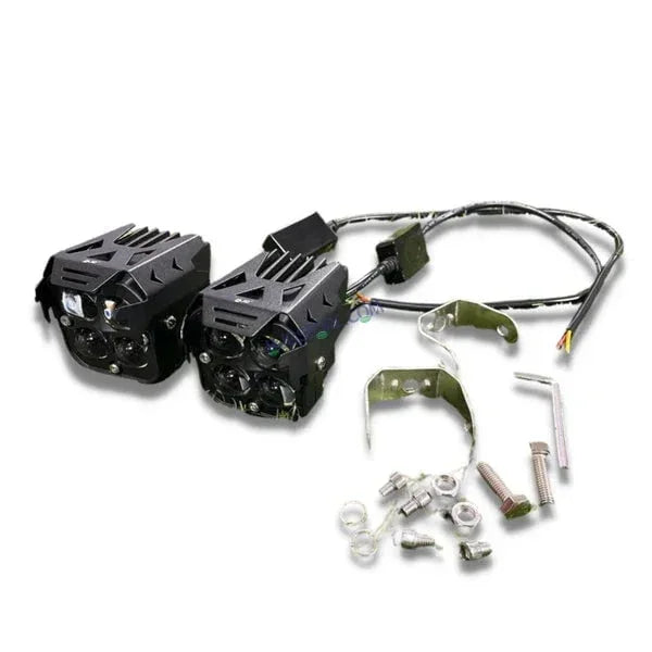 HJG 4X4 Original Red Devil Eye (3 in 1) Fog Light 120W (Red + White + Yellow) 4 LED Laser Spotlight For Bike/Car/Thar/Jeep (Pair) HJG 4x4 Devil Foglight - Biker.Store - www.biker.store