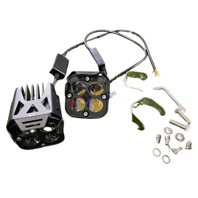 HJG 4X4 Original Red Devil Eye (3 in 1) Fog Light 120W (Red + White + Yellow) 4 LED Laser Spotlight For Bike/Car/Thar/Jeep (Pair) HJG 4x4 Devil Foglight - Biker.Store - www.biker.store