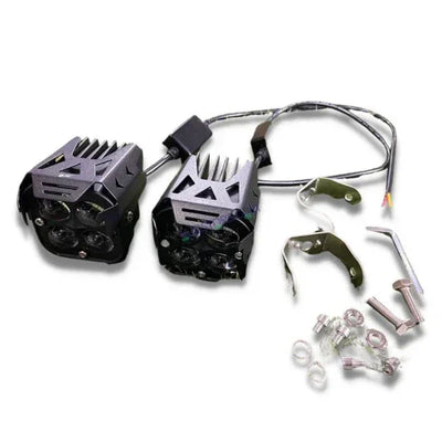 HJG 4X4 Original Red Devil Eye (3 in 1) Fog Light 120W (Red + White + Yellow) 4 LED Laser Spotlight For Bike/Car/Thar/Jeep (Pair) HJG 4x4 Devil Foglight - Biker.Store - www.biker.store