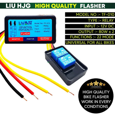 HJG Hazard Flasher 22 Modes For Indicators Signal Lights Indicator Universal for All Bikes Models Turn Signal Lights Motorcycle, HJG Hazard Flasher, Pack of 1 - Biker.Store - www.biker.store