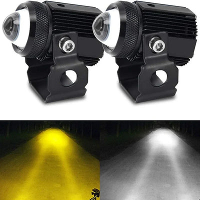 Original HJG Mini Drive LED Fog Light Bulb Lamp For Cars and Motorcycles Dual Color (White & Yellow) With Cooling Fan 2Pcs - Biker.Store - www.biker.store