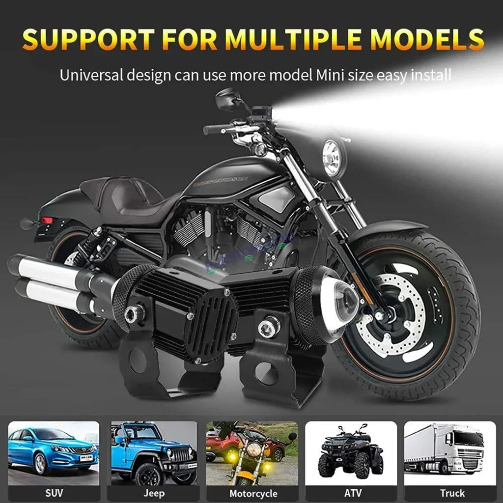 HJG Mini Drive V3 Devil with Red DRL Mini Drive V3 Light Red Devil Eye Light Multiple Connecting Red Yellow White Color HJG Mini Drive V3 Devil - Biker.Store - www.biker.store