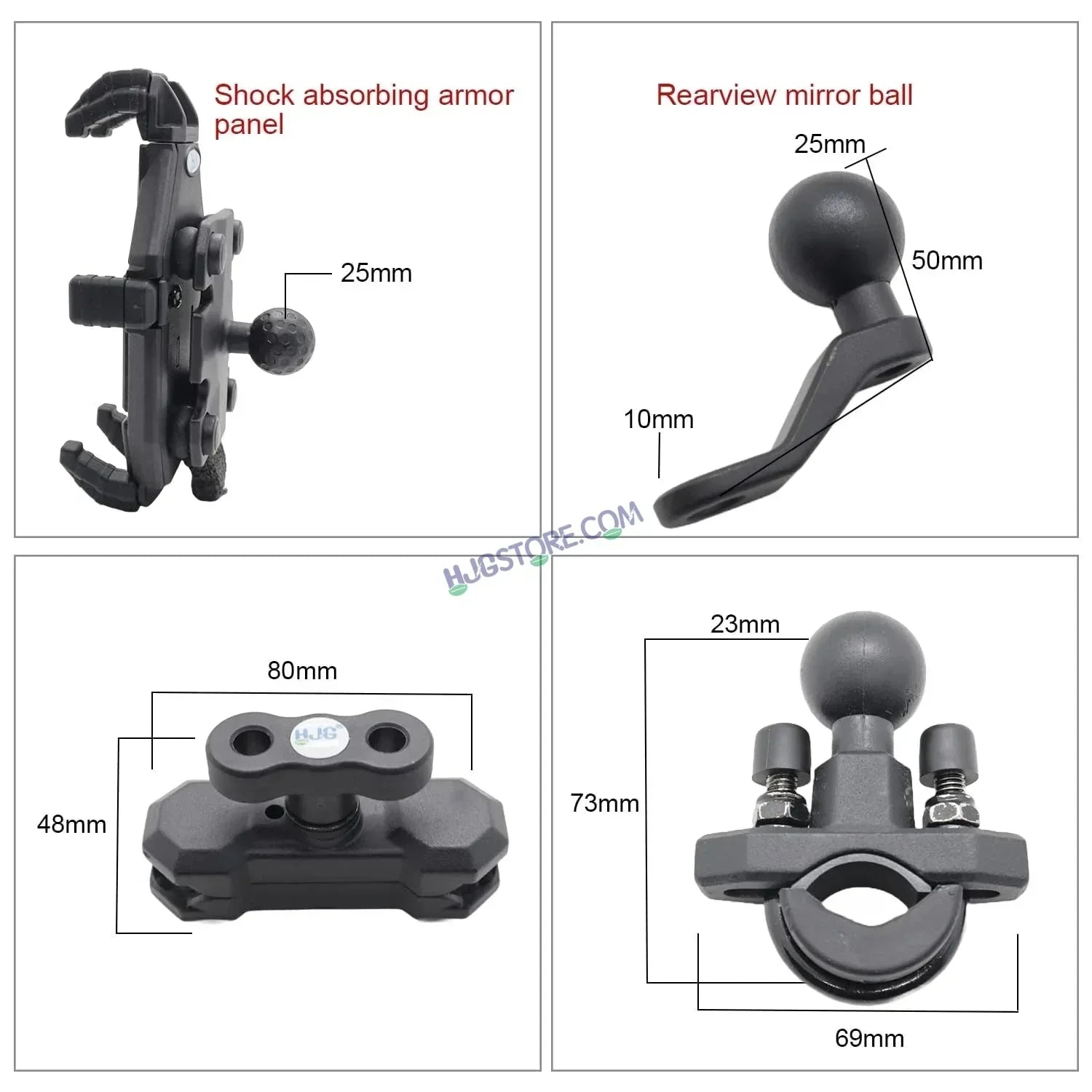 HJG Pro Spider Mobile Holder with Jaw Grip Damper Anti Vibration for Bike, Two Wheelers Universal HJG Mobile Holder Pro Spider Anti-Shake Anti-Theft Zero Vibration Shockproof Mobile Holder - Biker.Store - www.biker.store
