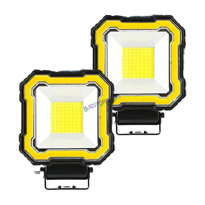 HJG Single LED New Model Square Fog Light 60W LIU HJG Square Fog Light with Red DRL For Universal For Bike Universal For Car (Set of 2) 60W HJG Square Foglight with Red DRL, Flash Mode - Biker.Store - www.biker.store