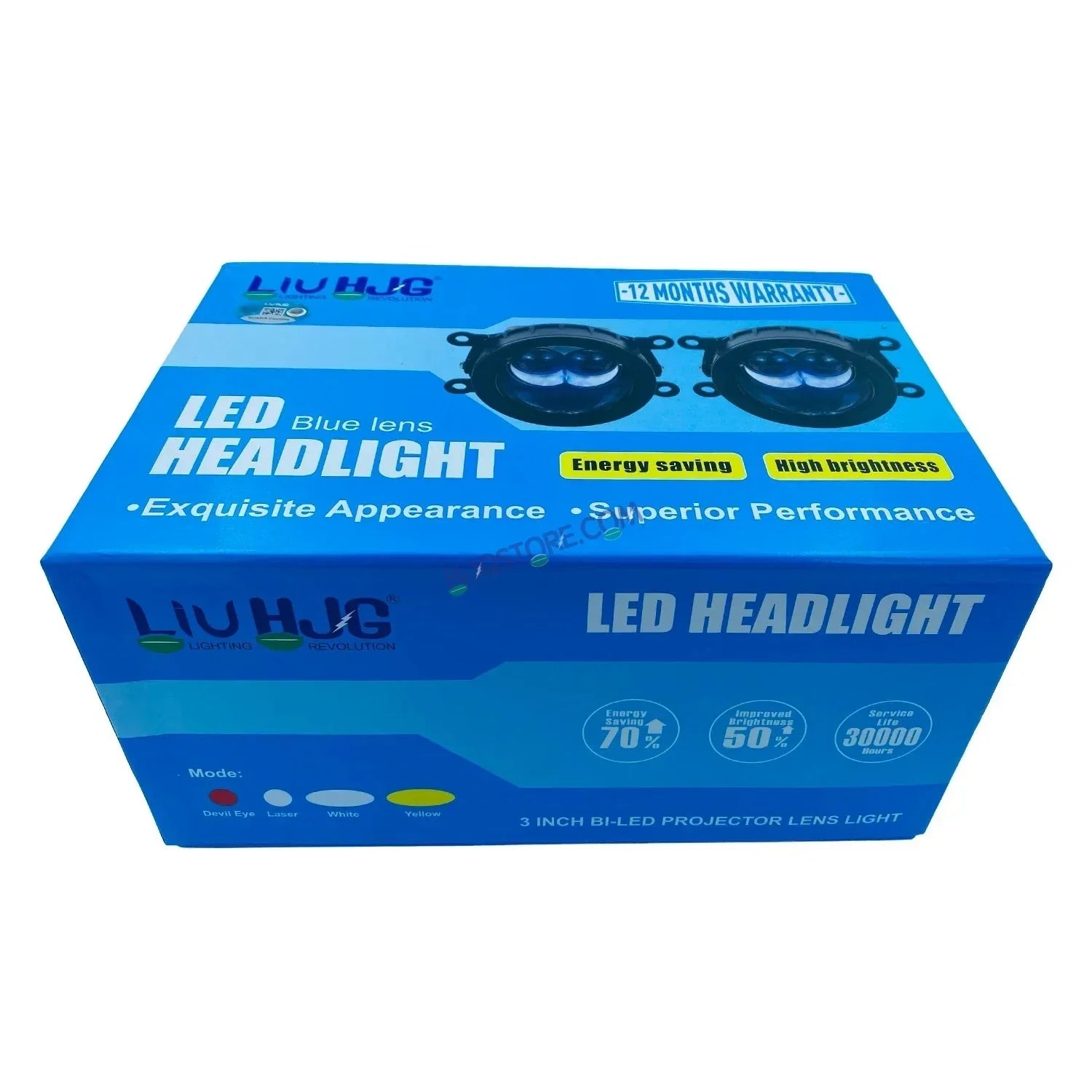 HJG 3 Inch Bi LED Car Projector 140W H8/H9/H11/H16 Foglight with Laser Spot and Wide Spread Red DRL/White/Yellow/Warm White Light 140W Foglight Ultra Wide Dual Intensity LED Driving Fog Lights 3000K/4300K/6500K Universal For All Cars & Bikes H8/H9/H11/H16 - Biker.Store - www.biker.store