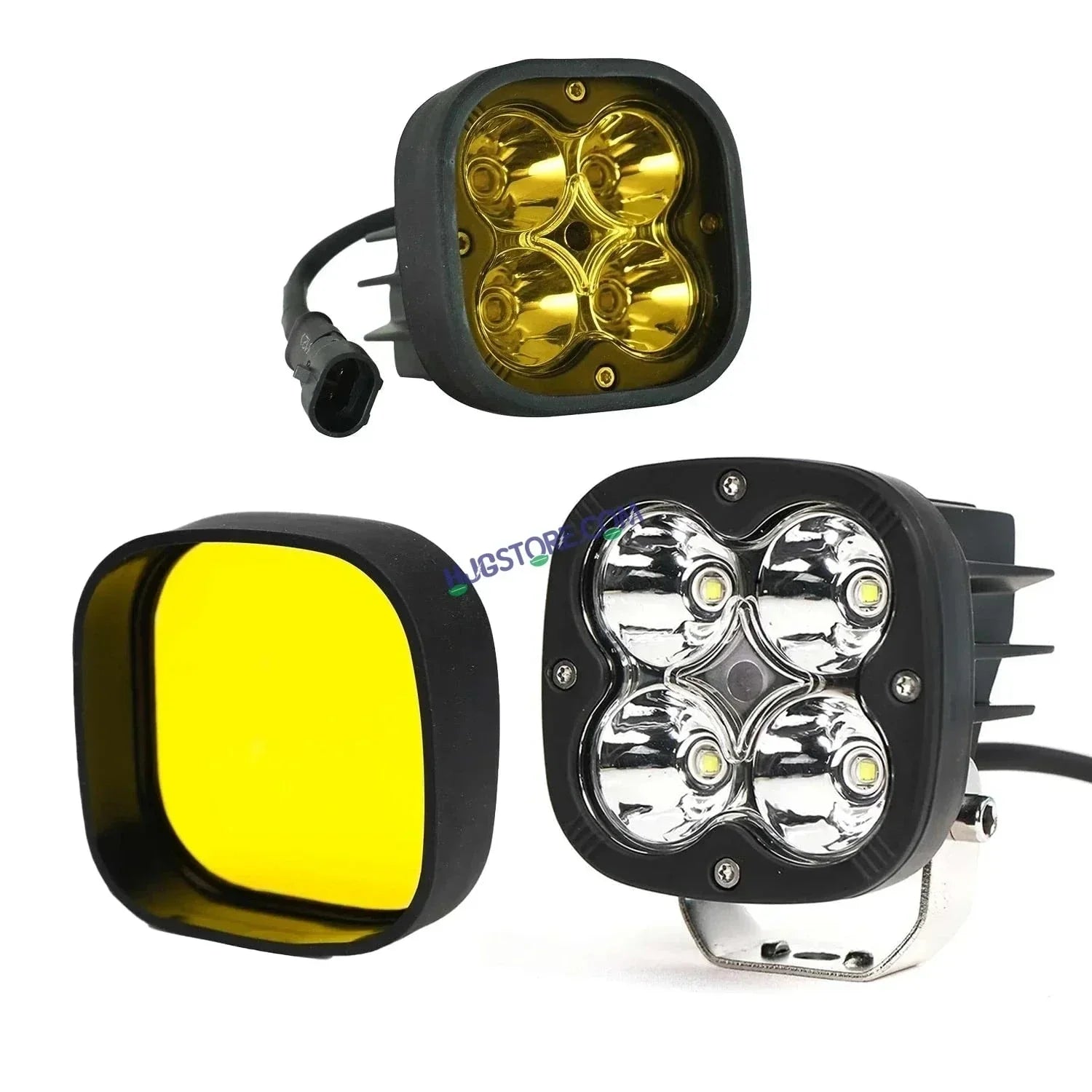 HJG 60W 4 LED CREE 60W Fog Light Auxiliary Light For All Motorcycles White With Yellow Filter Cap (Pack of 1) - Biker.Store - www.biker.store