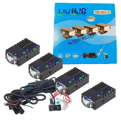 HJG LIU HJG Original Waymaker 4 LED New Model Slim Drive Grille Fitting Dual Colour Fog Light Mini Drive Light Version 4 And Wiring With Canbus For All Cars and Motorcycles (4Pcs) HJG Waymaker Foglight HJG New Model 4 LED with Canbus Wiring Harness Kit - Biker.Store - www.biker.store