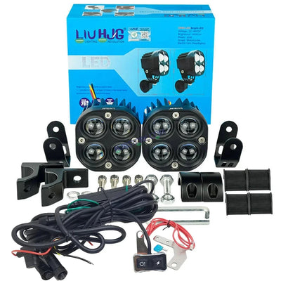 HJG 4x4 Projector Lens Foglight with Wiring Kit 80W 4*4 Lens Future Eyes Fog Projector Lens 2pc Foglight White/Yellow/Flash Modes 80W Foglight LED Fog Lights White/Yellow/Flash Universal For All Cars Bikes LIU HJG 4x4 Projector with Wiring Harness Kit - Biker.Store - www.biker.store