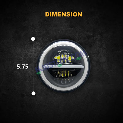 HJG Genuine 5.75 Inch Minus with Ring LED Headlight with Spotless and Bright DRL Fits in Harley Davidson, Jeep, Bajaj Avenger 5.75" (12V-80V DC 75W) - Biker.Store - www.biker.store