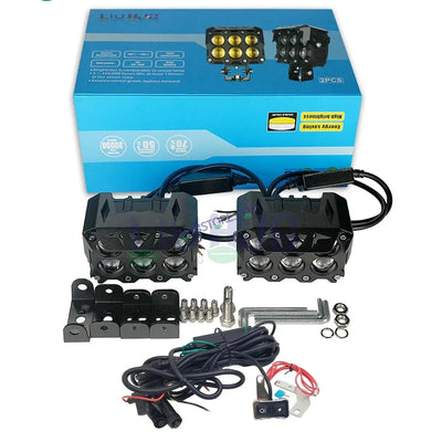 HJG Future Eyes 6 Box Fog 180W with Wiring Kit Future Eyes 6x6 Foglight with Wiring Kit MEGA DRIVE Fog Light For Bike/Car/Thar/Jeep ( Cool White, 90W each * 2 = 180W Total ) - Pack of 2 LIU HJG 180W 6x6 Fog Light with Wiring Harness Kit Combo - Biker.Store - www.biker.store