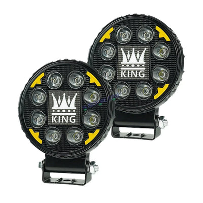 HJG 8 LED New Model KING Fog Light 60W LIU HJG Round Fog Light with DRL For Universal For Bike Universal For Car (Set of 2) 60W HJG KING Round Foglight with Red DRL, Flash Mode - Biker.Store - www.biker.store