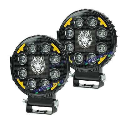 HJG 8 LED Tiger Round New Model Fog Light 60W LIU HJG Round Tiger Fog Light with DRL For Universal For Bike Universal For Car (Set of 2) 60W HJG - Biker.Store - www.biker.store