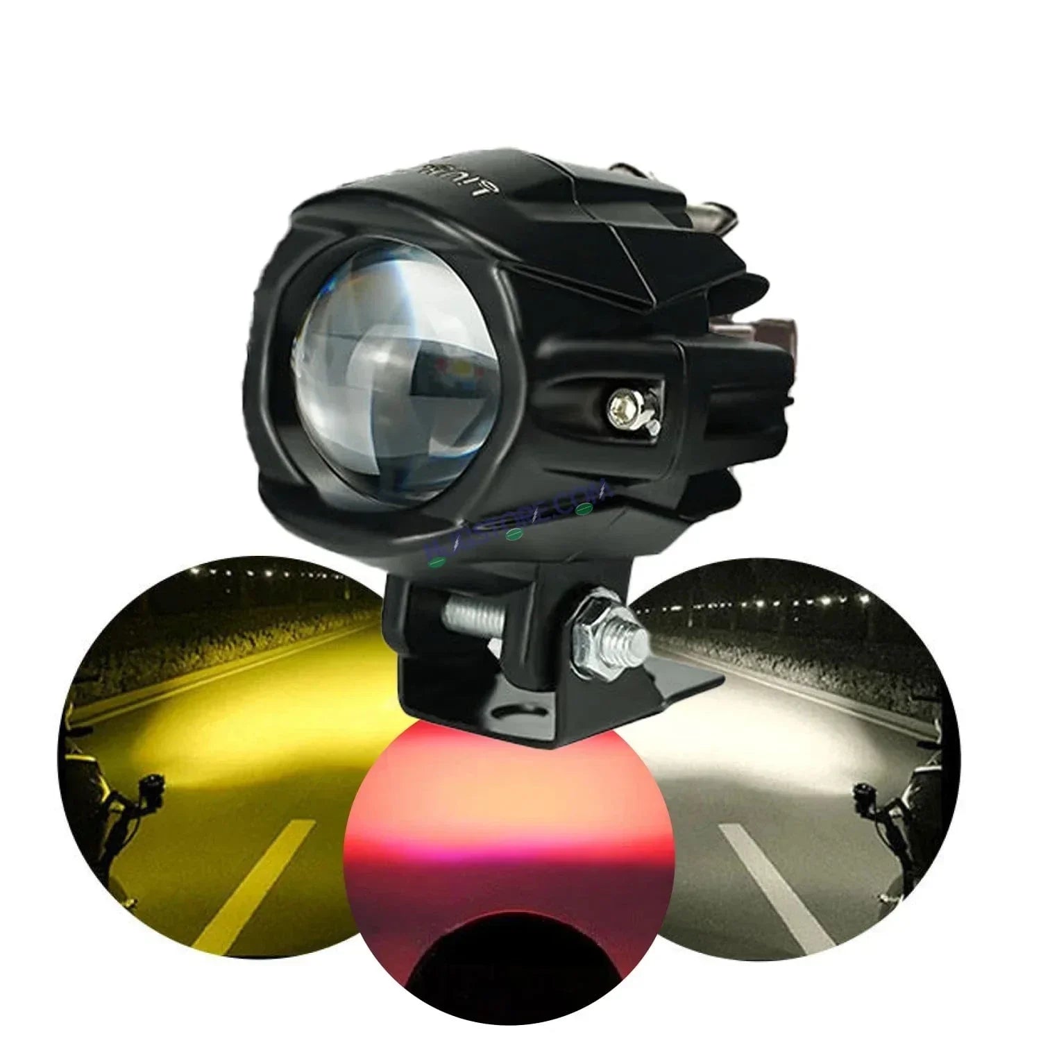 HJG New Model Alien Projector LED Fog Light Single Projector Shot 6000 Lumens Fog Light For Bike/Car/Thar/Jeep ( Cool White/Yellow with Red DRL, 6000 LM each - Pack of 1 HJG Alien Projector Fog Light for Bikes and Cars High Power - Biker.Store - www.biker.store