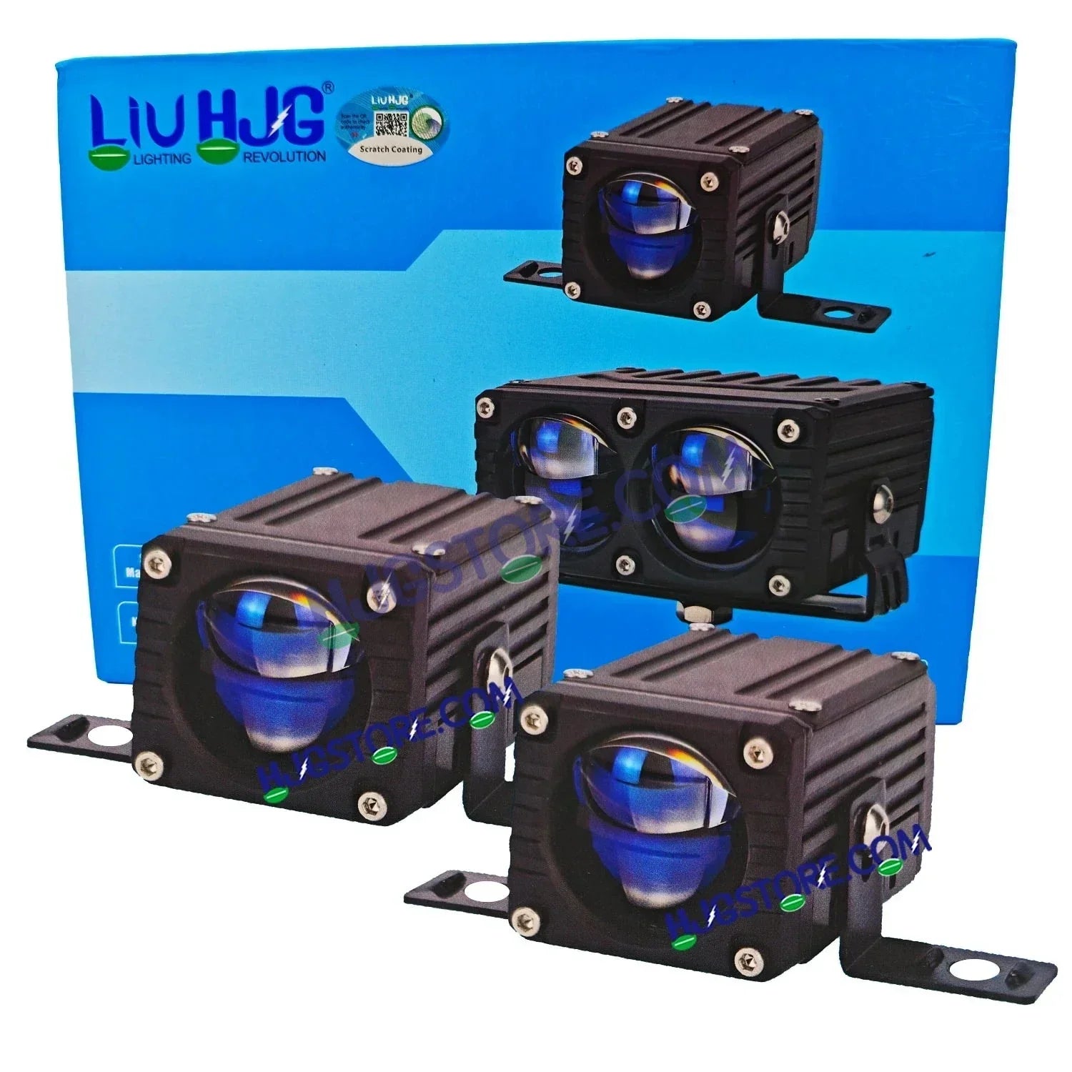 HJG Blaze 1 Lens Waymaker Pro 80W Blaze 1 Lens Foglight New Model LED Foglight with Laser Spot and Wide Spread Red DRL/White/Yellow 80W Foglight Ultra Wide Dual Intensity LED Driving Fog Light 3000K/6500K Universal For All Cars & Bikes LIU HJG Blaze 1 Fog - Biker.Store - www.biker.store