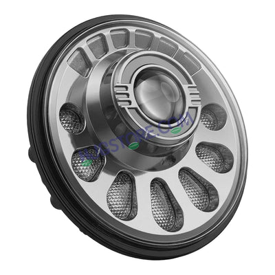 HJG C-250 Petal 7 Inch Headlight Assembly White Amber Petals 7 Inch Headlight Assembly 88W Projector Ultra Wide C-250 White LED Headlight New Projector Headlight Assembly | 88W CREE/Osram LED Chip Multi DRL Compatible with Royal Enfield, Jeep, Thar, Gypsy - HJGstore.com