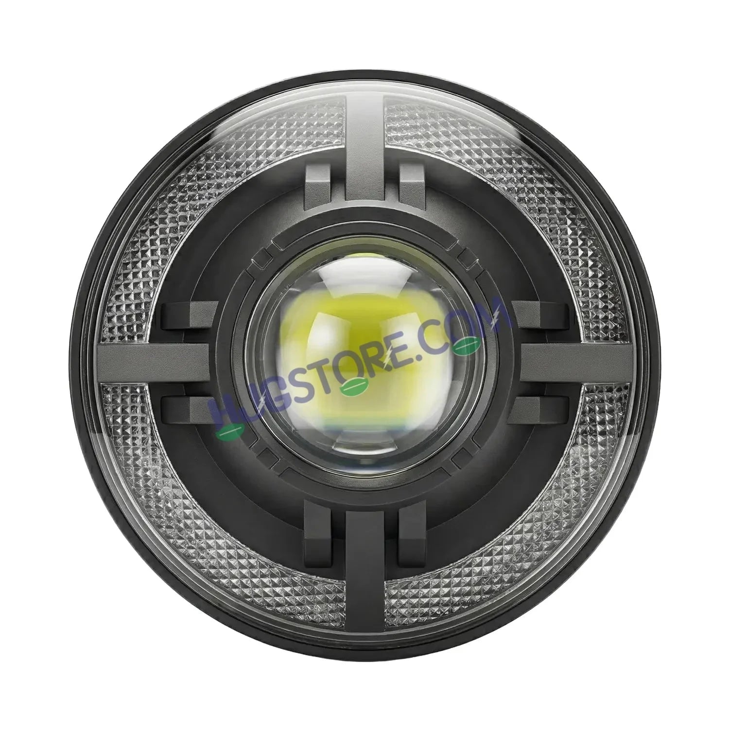 HJG C-318 Red Halo Ring 108W Projector Ultra Wide 7 Inch Headlight Assembly Devil Halo Ring C-318 White LED Headlight New Projector Headlight Assembly for Royal Enfield | 108W CREE/Osram LED Chip Multi DRL Compatible with Royal Enfield, Jeep, Thar, Gypsy - Biker.Store - www.biker.store