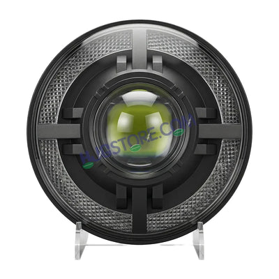 HJG C-318 Red Halo Ring 108W Projector Ultra Wide 7 Inch Headlight Assembly Devil Halo Ring C-318 White LED Headlight New Projector Headlight Assembly for Royal Enfield | 108W CREE/Osram LED Chip Multi DRL Compatible with Royal Enfield, Jeep, Thar, Gypsy - Biker.Store - www.biker.store