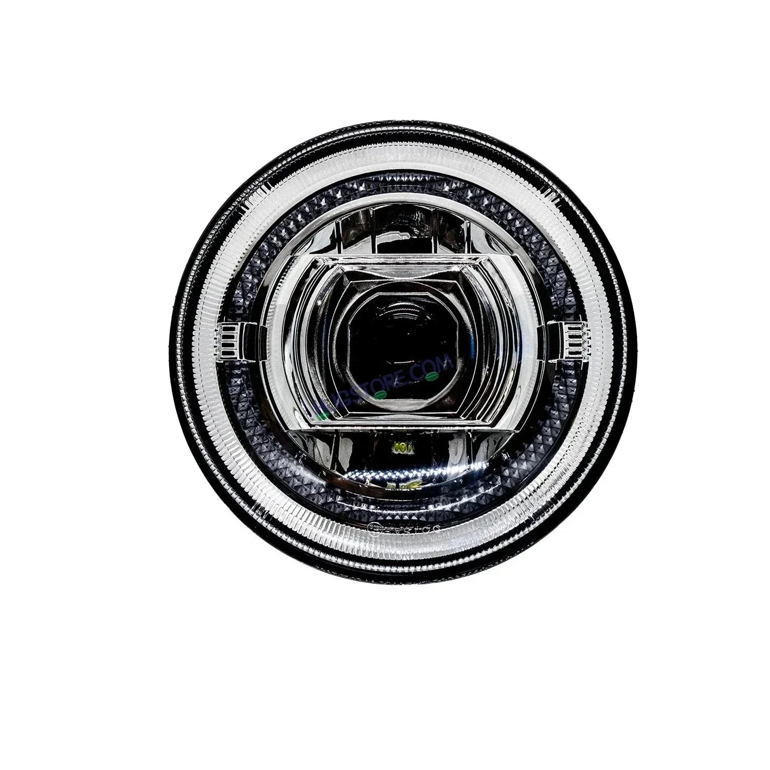 HJG New 90W Projector Ultra Wide 7 Inch Headlight Assembly C-256 90W White LED Headlight New Model Projector Lens Headlight Assembly for Royal Enfield | 80-100W CREE/Osram LED Chip Multi color White/Yellow Compatible with Royal Enfield, Jeep, Thar, Gypsy - Biker.Store - www.biker.store
