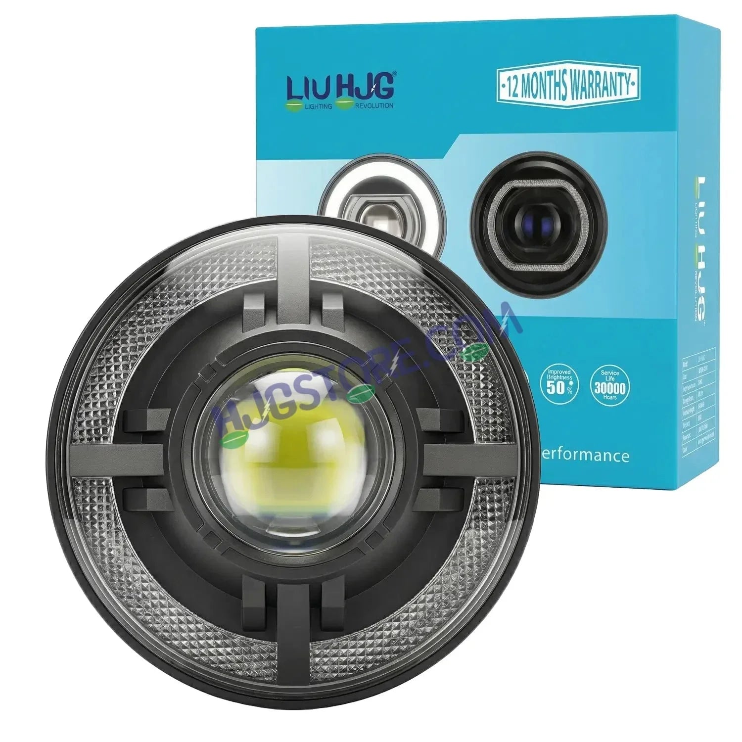 HJG C-318 Red Halo Ring 108W Projector Ultra Wide 7 Inch Headlight Assembly Devil Halo Ring C-318 White LED Headlight New Projector Headlight Assembly for Royal Enfield | 108W CREE/Osram LED Chip Multi DRL Compatible with Royal Enfield, Jeep, Thar, Gypsy - Biker.Store - www.biker.store