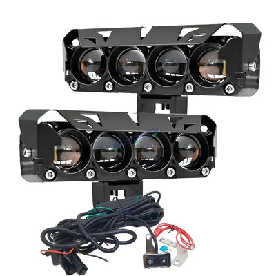 HJG LIU HJG Future Eyes 4 Lens Heavy with Remote Wiring Harness Kit 120W 4 Lens MEGA DRIVE Fog Light For Bike/Car/Thar/Jeep ( Cool White, 60W each * 2 = 120W Total ) - Pack of 2 HJG Future Eyes 4 Lens with Remote Wiring Harness Kit - Biker.Store - www.biker.store