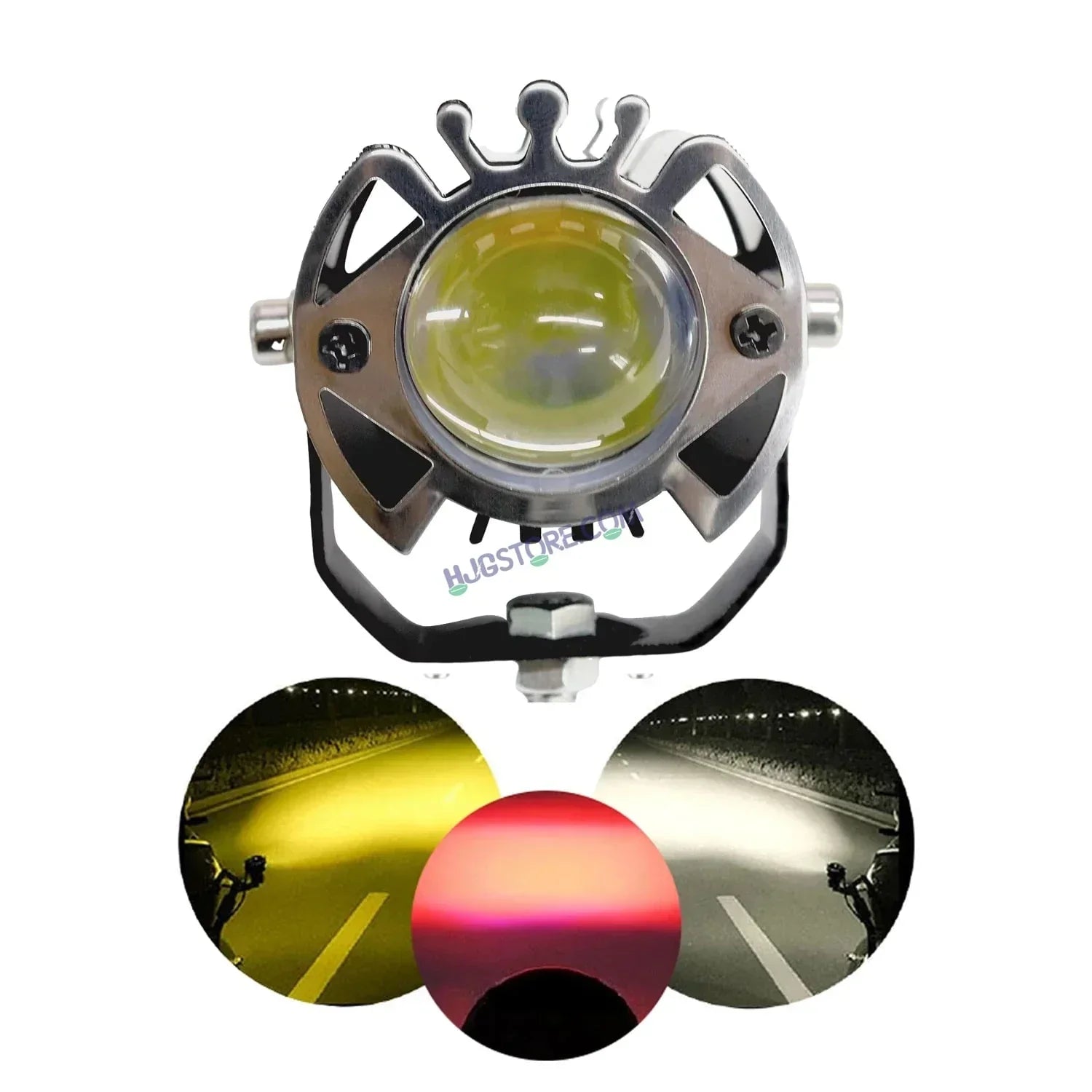 LIUHJG HJG ORIGINAL G16 30W Mini Drive Spotlight Yellow/White Motorcycle Mini Driving Fog Light 7500LM High/Low Beam Motorcycle Spot Light with Red DRL, White, Yellow (Pack of 1) G16 Single Pc - Biker.Store - www.biker.store
