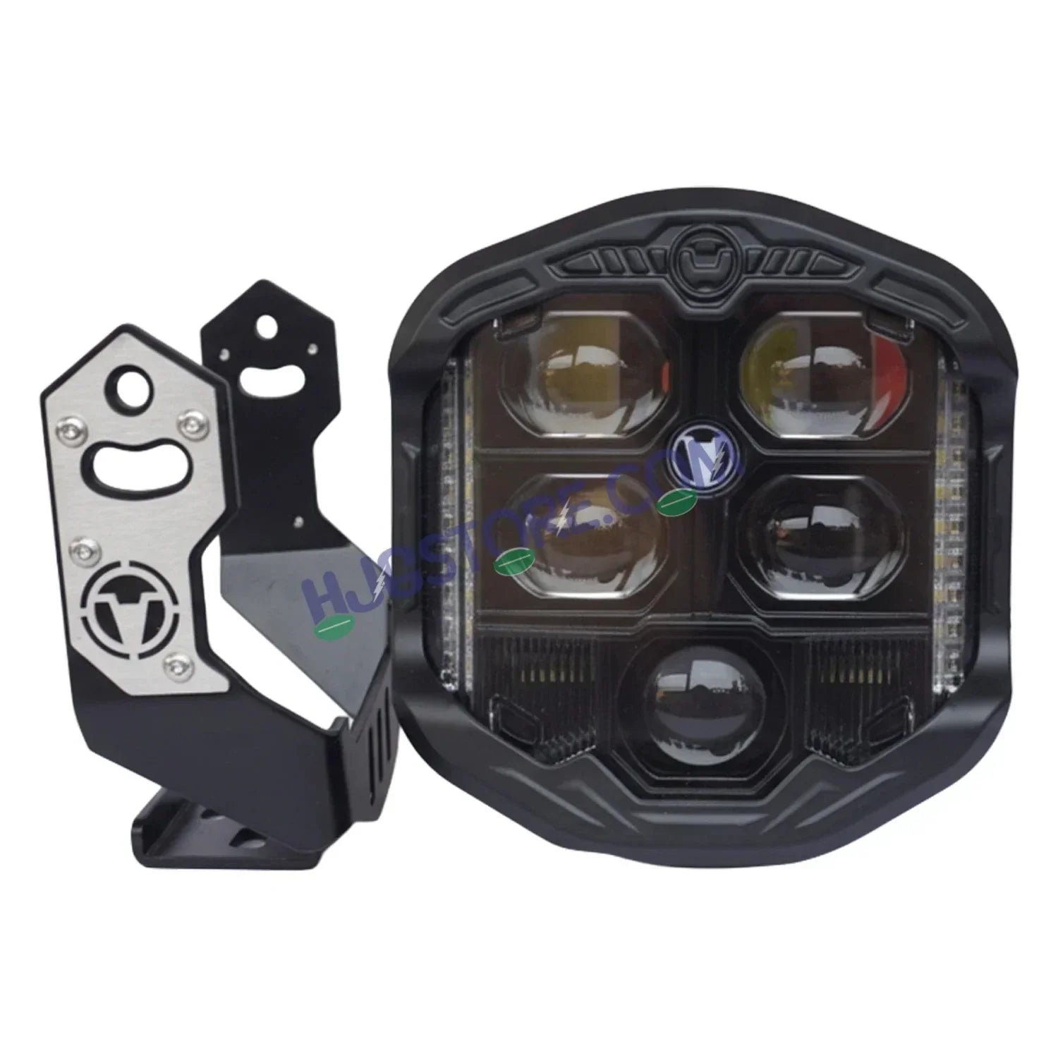 HJG GodsEye 5 Lens Original Gods Eye 5 LED 1.0 White/Red Off Road 7 inch 120W LED Headlight Spot Light Fog Light Universal For Bike, Truck, Jeep, Thar Car Bike Led Headlights Lights Led Fog Lights For Motorcycle Car SUV Lights, Pack of 1 LIU HJG GodsEye 5 - Biker.Store - www.biker.store