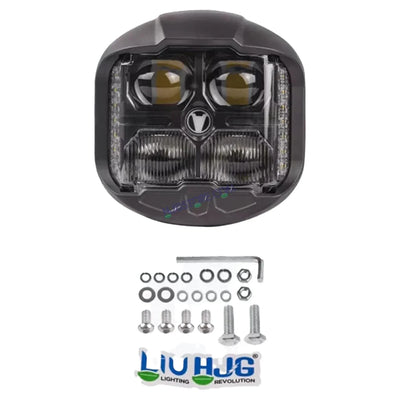 HJG Original Gods Eye GodsEye Helao 4 LED 2.0 White/Red Off Road 7 inch 120W LED Headlight Spot Light Fog Light Universal For Bike, Truck, Jeep, Thar Car Bike Led Headlights Lights Led Fog Lights For Motorcycle Car SUV Lights, Pack of 1 LIU HJG GodsEye - Biker.Store - www.biker.store