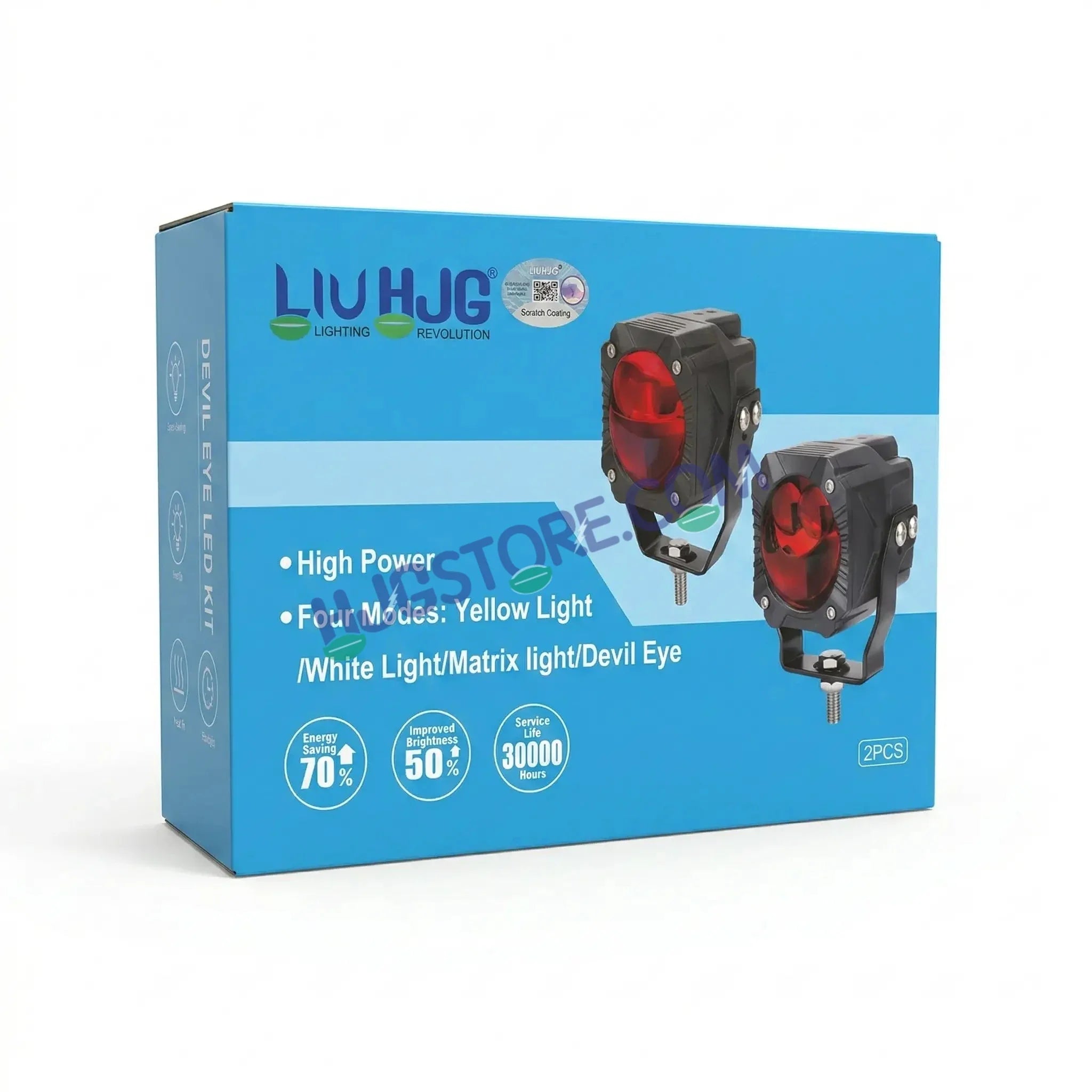 HJG Gorilla V2 Foglight Triple Lens 120W Gorilla V2 Tri Lens Fog New Model with Power Adaptor Ultra Wide Dual Intensity LED Driving Fog Lights White/Yellow/Red (2*60W = 120W Total) Universal For Cars & Bikes LIU HJG Gorilla V2 Projector Fog with Red DRL - Biker.Store - www.biker.store