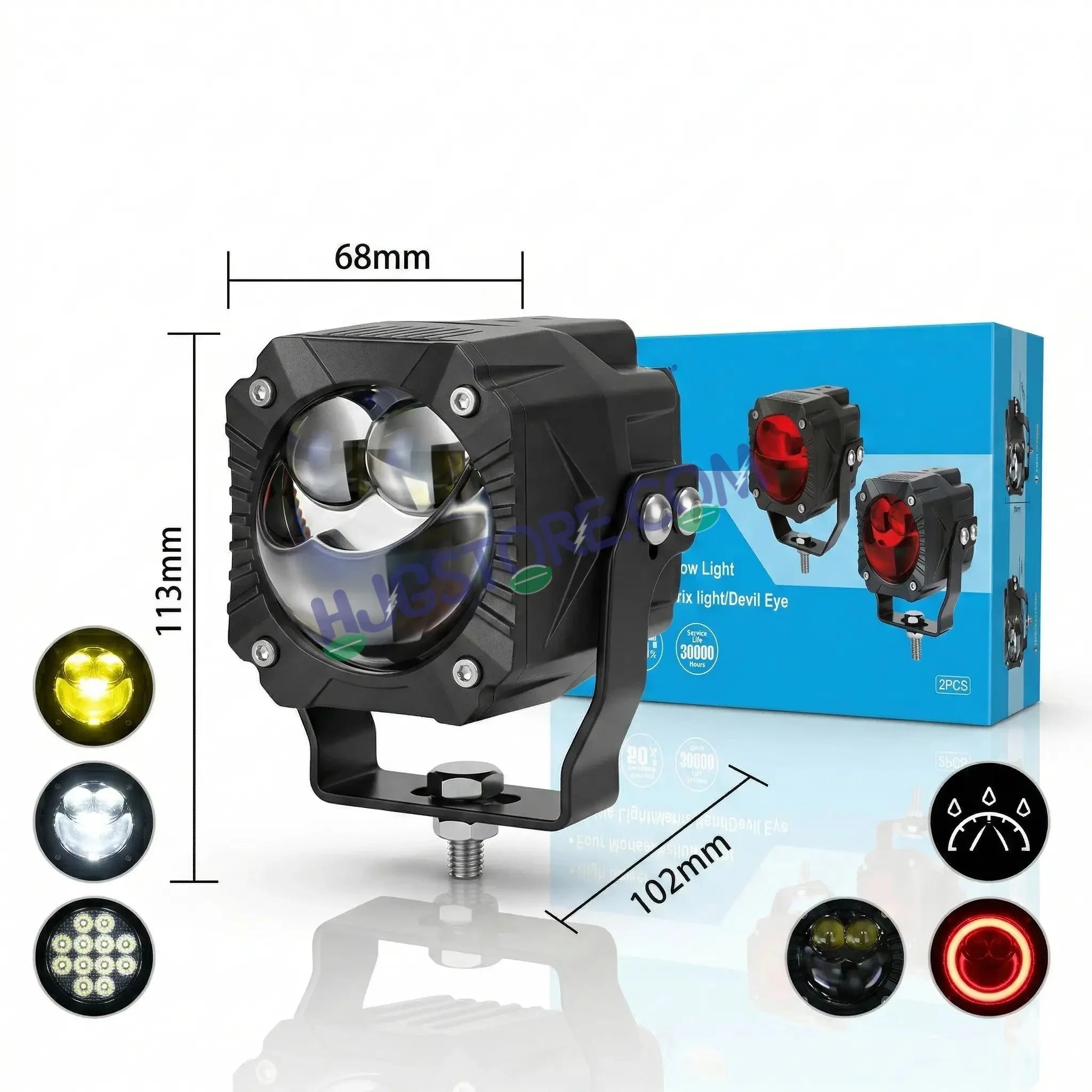 HJG Gorilla V2 Triple Lens Fog with Wiring Harness Kit 120W Gorilla Projector Foglight New Model with Wiring Foglight Ultra Wide Dual Intensity LED Driving Fog Lights White/Yellow 120W Universal For All Cars & Bikes LIU HJG Gorilla V2 Foglight Combo Kit - Biker.Store - www.biker.store