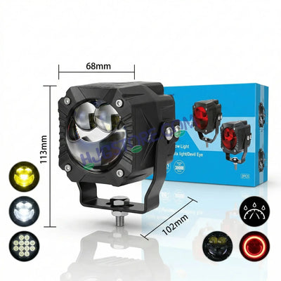 HJG Gorilla V2 Triple Lens Fog with Wiring Harness Kit 120W Gorilla Projector Foglight New Model with Wiring Foglight Ultra Wide Dual Intensity LED Driving Fog Lights White/Yellow 120W Universal For All Cars & Bikes LIU HJG Gorilla V2 Foglight Combo Kit - Biker.Store - www.biker.store