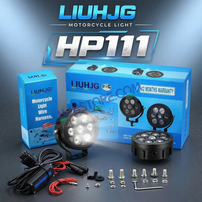 HJG New HP 111 140W 7-LED Projector Spread Spot Combo Auxiliary Fog Light Kit – Tri-Color Projector Middle 3 Lens Projector & 4 CREE LEDs with DRL & Adjustable Dimmer Control Wiring Harness, LIU HJG HP111 140W Foglight with Dimmer Controller Harness Kit - HJGstore.com