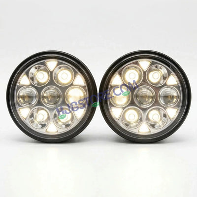 HJG New HP 111 140W 7-LED Projector Spread Spot Combo Auxiliary Fog Light Kit – Tri-Color Projector Middle 3 Lens Projector & 4 CREE LEDs with DRL & Adjustable Dimmer Control Wiring Harness, LIU HJG HP111 140W Foglight with Dimmer Controller Harness Kit - HJGstore.com