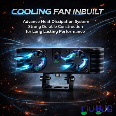 HJG HS103 200W 3-Lens LED Front Grille Fog Light | 3000K Yellow & 6000K White Dual Color Beam | Red Devil Eye DRL | 20000LM IP68 Waterproof 12V-80V 200W Universal Auxiliary Driving Pods for Car, Motorcycle & SUV LIU HJG HS103 Triple Lens 200W Slim Drive - Biker.Store - www.biker.store