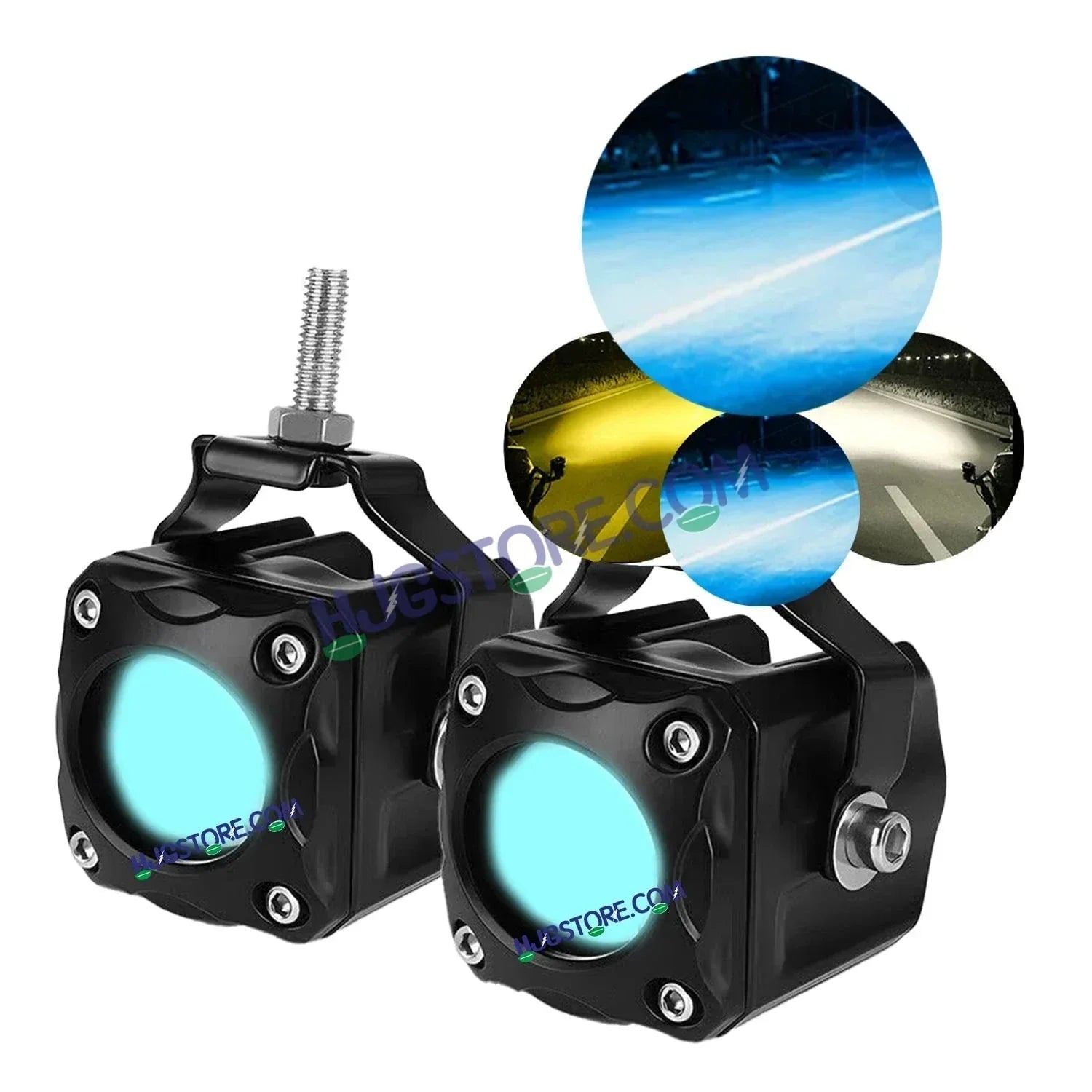 HJG Ice Blue Mini Cube Foglight 40W New Model Projector Foglight Ice Blue DRL/White/Yellow Ultra Wide Dual Intensity 40W LED Fog Lights White/Yellow/Ice Blue DRL Universal For All Cars & Bikes LIU HJG Ice Blue Cube Mini Cube Foglight 40W, Set of 2 - Biker.Store - www.biker.store