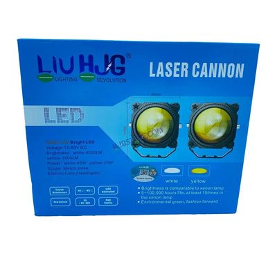 HJG Laser Cannon Foglight 500 Meters Laser Focus Projector Fog Projector Lens with 300 Meters Low Beam 500 Meters High Beam 80W Foglight Ultra Wide Dual Intensity LED Fog Lights White/Yellow Universal For All Cars & Bikes LIU HJG Laser Cannon Foglight 2pc - Biker.Store - www.biker.store
