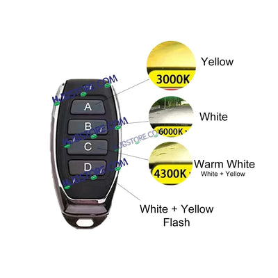 HJG M3 Remote Multi Beam 120W H4 3 in 1 3000K 4300K 6000K LED Bulb AC/DC Headlight White/Yellow/Warm White/Flash Beam 60W + 60W for Bike Car Light H4 LED with Fan Remote Hi/Lo Beam Headlight 12V/24V for Bike/Car, Set of 1, White/Yellow/Warm White Hi/Lo - Biker.Store - www.biker.store