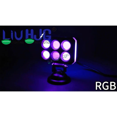 HJG M Series RGB DRL 6x6 Projector Lens 2pc Foglight with RGB DRL Modes 6x6 LED Projector Fog Lens 60W with RGB DRL Foglight Ultra Wide Dual Intensity LED Fog Lights White/Yellow/RGB DRL Projector (60W) Universal For All Cars & Bikes LIU HJG RGB Fog Light - Biker.Store - www.biker.store