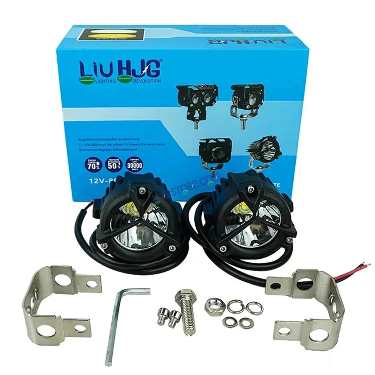 HJG Mercedes Y Lens Version 1.0 CREE Foglight Ultra Wide CREE Intensity LED Driving Fog Lights White (2*45W = 90W Total) Universal For All Cars & Bikes HJG CREE Off Road Foglights Spread LIU HJG Trident 1.0 Mercedes Y Lens Version 1.0 Foglight, Pack of 2 - Biker.Store - www.biker.store