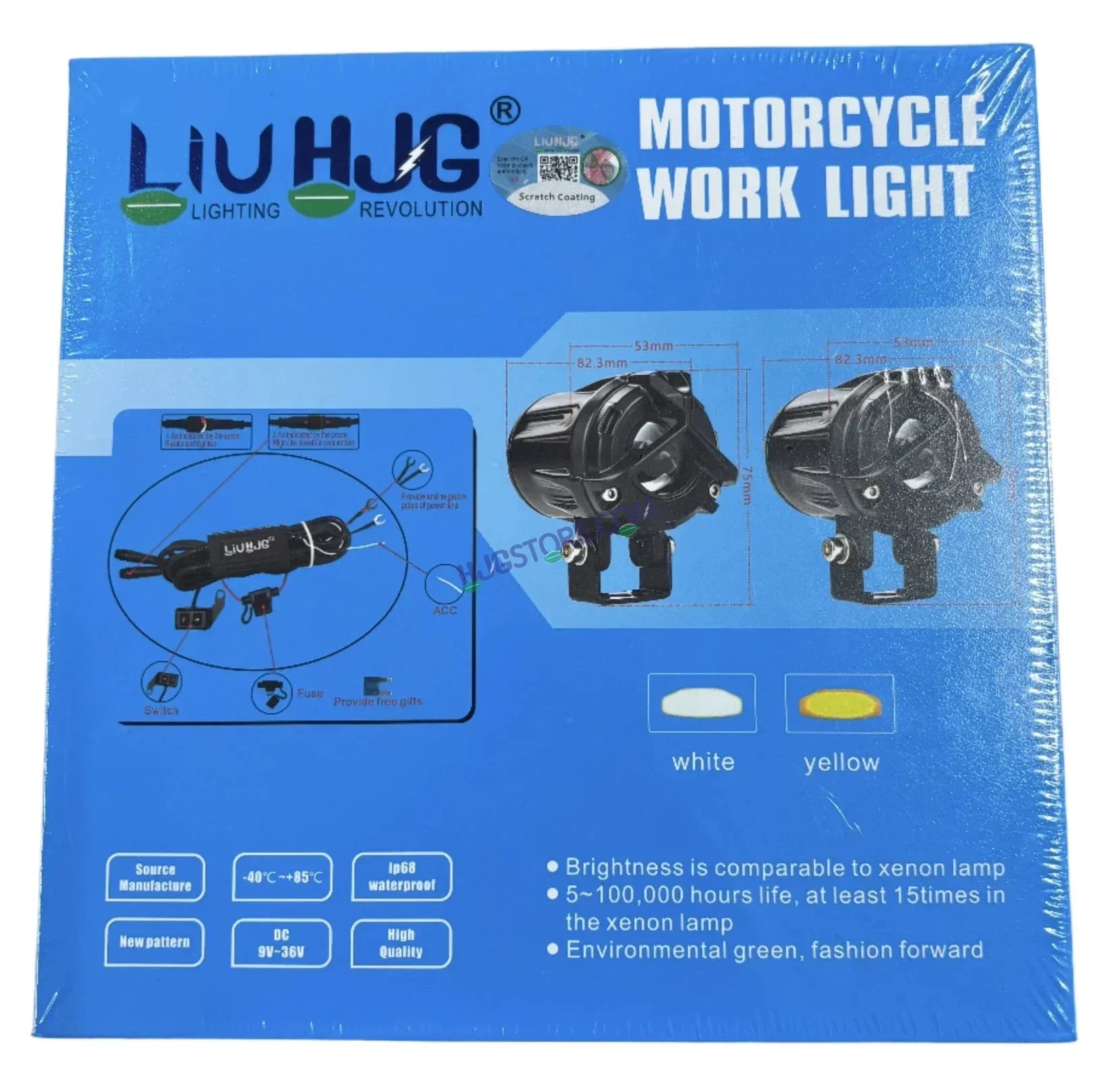 HJG Mini Mercedes Y Lens with Cooling Fan with Wiring Harness Kit 80W Foglight Ultra Wide Dual Intensity LED Driving Fog Lights White (2*40W = 80W Total) Universal For All Cars & Bikes LIU HJG Mini Mercedes Y Lens 80W with Cooling Fan and Wiring Kit - Biker.Store - www.biker.store