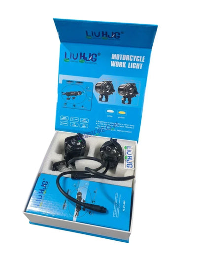 HJG Mini Mercedes Y Lens with Cooling Fan with Wiring Harness Kit 80W Foglight Ultra Wide Dual Intensity LED Driving Fog Lights White (2*40W = 80W Total) Universal For All Cars & Bikes LIU HJG Mini Mercedes Y Lens 80W with Cooling Fan and Wiring Kit - Biker.Store - www.biker.store