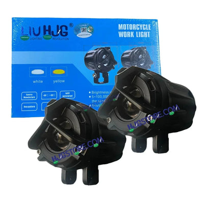 HJG Mini Mercedes Y Lens with Cooling Fan 80W Foglight Ultra Wide Dual Intensity LED Driving Fog Lights White/Yellow (2*40W = 80W Total) Universal For All Cars & Bikes LIU HJG Mini Mercedes Y Lens 80W with Cooling Fan Ultra Wide Light Throw - Biker.Store - www.biker.store