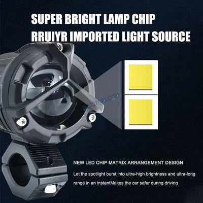 HJG Mini Mercedes Y Lens with Cooling Fan 80W Foglight Ultra Wide Dual Intensity LED Driving Fog Lights White/Yellow (2*40W = 80W Total) Universal For All Cars & Bikes LIU HJG Mini Mercedes Y Lens 80W with Cooling Fan Ultra Wide Light Throw - Biker.Store - www.biker.store