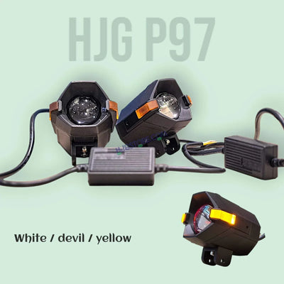 HJG NightBreaker Spaceship P97 Dual Projector Lens Foglight 100W Dual Lens Projector Lens Fog Light 100W Foglight Ultra Wide Dual Intensity LED Fog Lights White/Yellow Universal For All Cars & Bikes with Hazard Indicator LIU HJG P97 Foglight Red Amber DRL - Biker.Store - www.biker.store