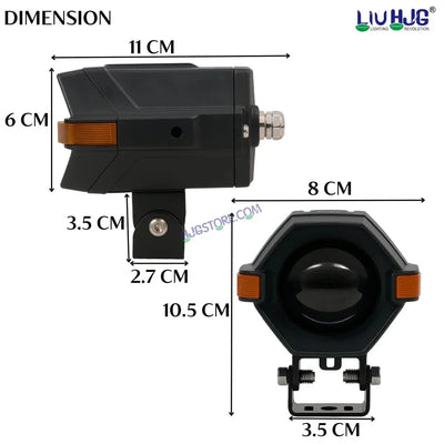 HJG NightBreaker Spaceship P97 Dual Projector Lens Foglight 100W Dual Lens Projector Lens Fog Light 100W Foglight Ultra Wide Dual Intensity LED Fog Lights White/Yellow Universal For All Cars & Bikes with Hazard Indicator LIU HJG P97 Foglight Red Amber DRL - Biker.Store - www.biker.store