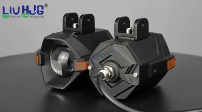HJG NightBreaker Spaceship P97 Dual Projector Lens Foglight 100W Dual Lens Projector Lens Fog Light 100W Foglight Ultra Wide Dual Intensity LED Fog Lights White/Yellow Universal For All Cars & Bikes with Hazard Indicator LIU HJG P97 Foglight Red Amber DRL - Biker.Store - www.biker.store