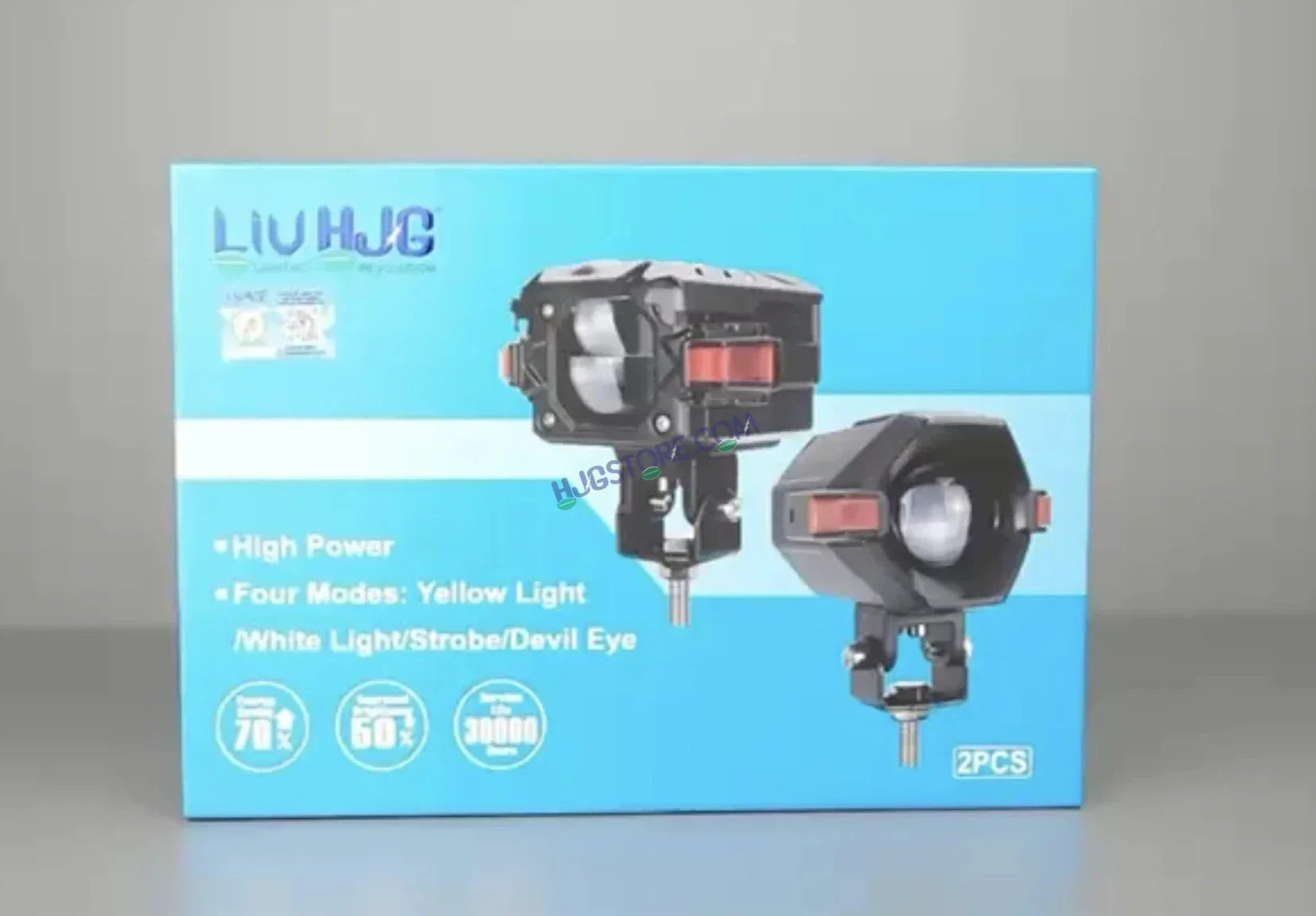 HJG NightBreaker Spaceship P97 Dual Projector Lens Foglight 100W Dual Lens Projector Lens Fog Light 100W Foglight Ultra Wide Dual Intensity LED Fog Lights White/Yellow Universal For All Cars & Bikes with Hazard Indicator LIU HJG P97 Foglight Red Amber DRL - Biker.Store - www.biker.store